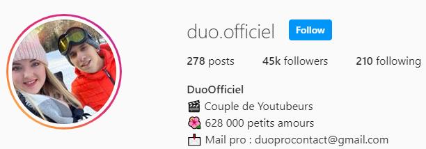 Compte Instagram Duooff