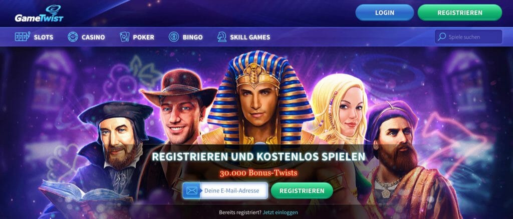 gametwist-page d'accueil du casino